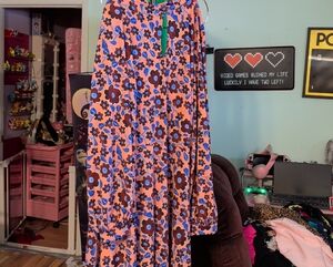 Eloquii Floral Maxi Skirt - Pink and Blue